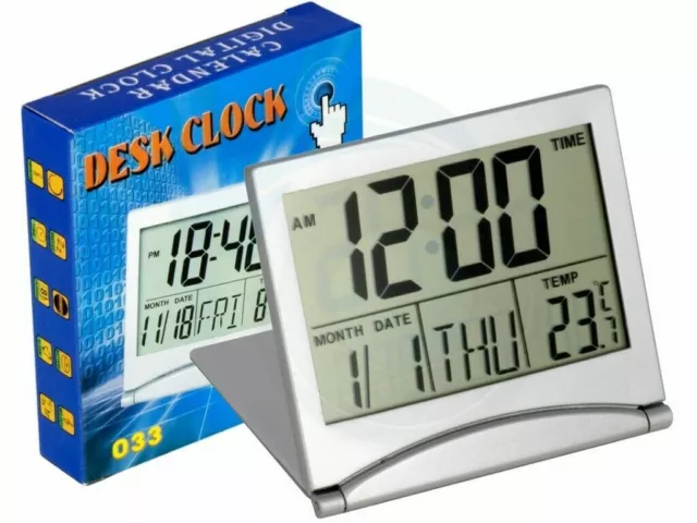 Home Digital LCD Screen Travel Alarm Clocks Desk Thermometer Timer Calendar