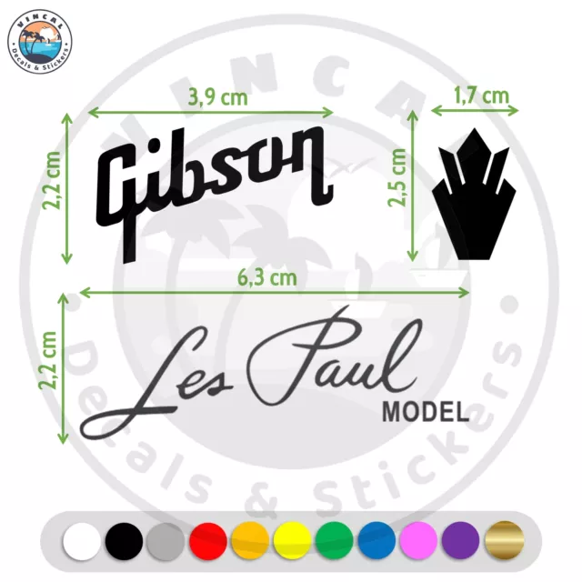 3 Pegatinas Vinilo Gibson Les Paul Model Guitar Headstock Vinyl Sticker Guitarra