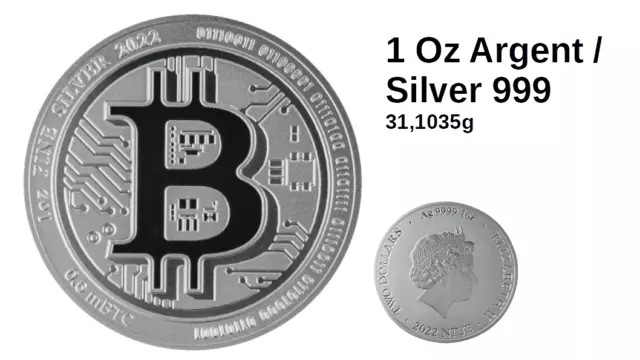 1 Once Oz Argent Silver 2022 - 999/1000 - Bitcoin - Nieu