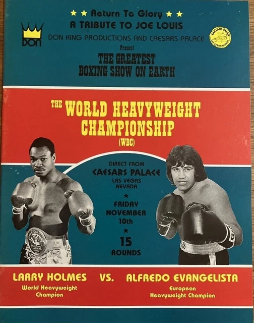 LARRY HOLMES VS Alfredo Evangelista boxing programme 10 Nov 1978 £30.00
