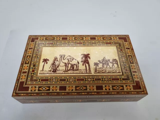 Egyptian jewelry / storage box , Inlaid mother of pearl box