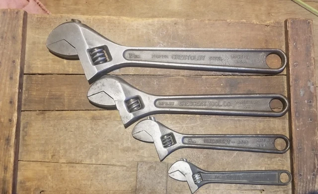 Vintage Lot of 4 Crescent Crestaloy Adjustable Wrench Set 12" 10" 8" & 6" ~Nice!