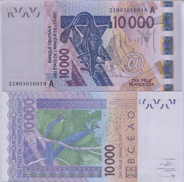 Ivory Coast West African States 10000 Francs 2021 P 118A UNC