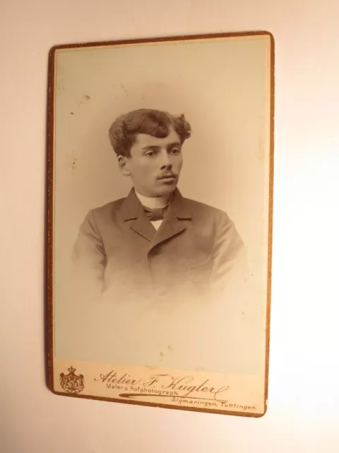 junger Mann - Portrait / 1893 CDV Atelier F. Kugler Sigmaringen Tuttlingen