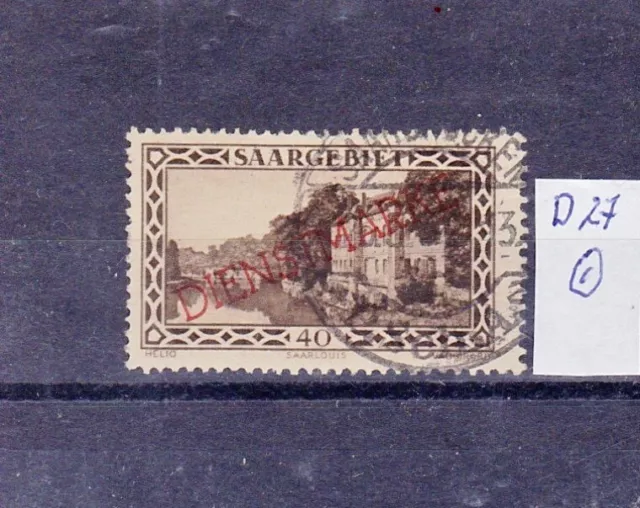 saargebiet bis 1934 Dienstmarken: Mi. Nr. 27 gestempelt