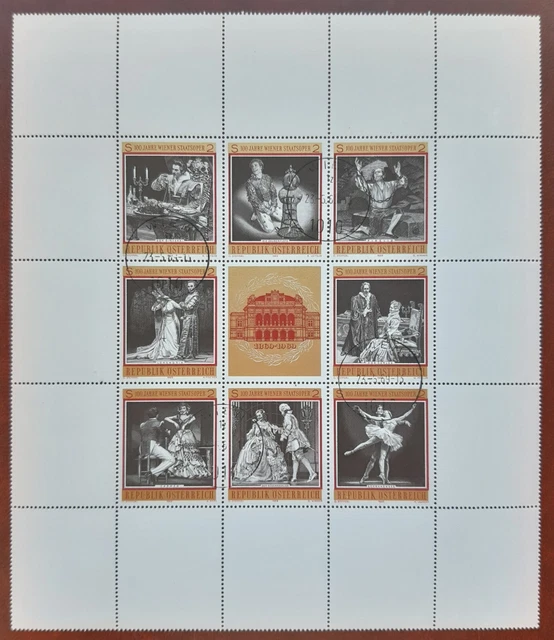 Kleinbogen 100 Jahre Wiener Staatsoper gest. Nr. 1294-1301 / ANK 1324-1331 Bl.3