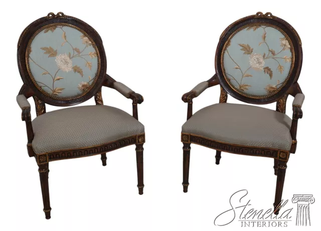 L63560EC: Pair HENREDON French Louis XVI Style Open Armchairs