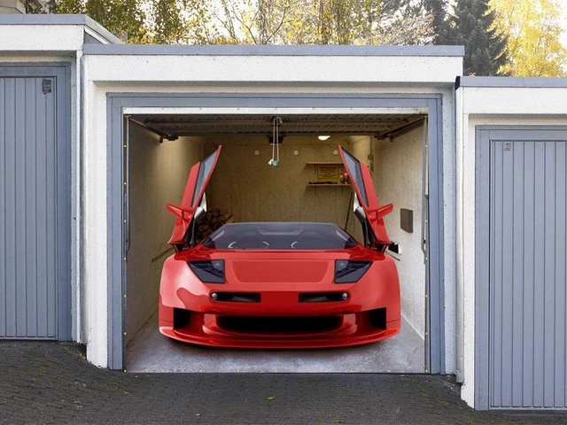 Coche Deportivo en El Garaje - Decoración-efecto- Imagen para Portones