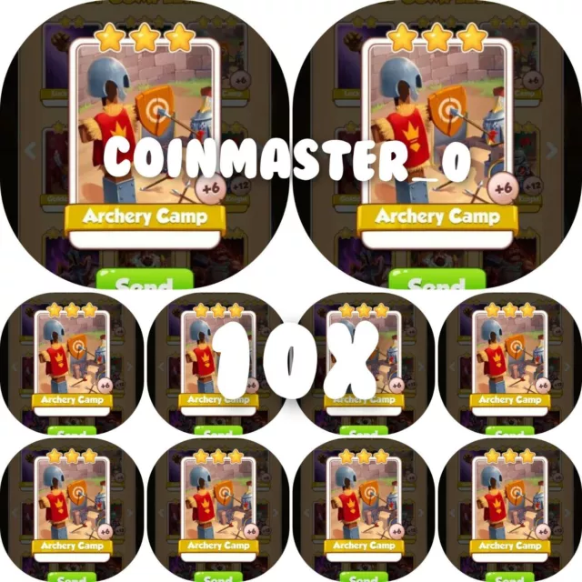 10x Archery Camp Cards(faster delivery):-knight Set:-coin Master Cards