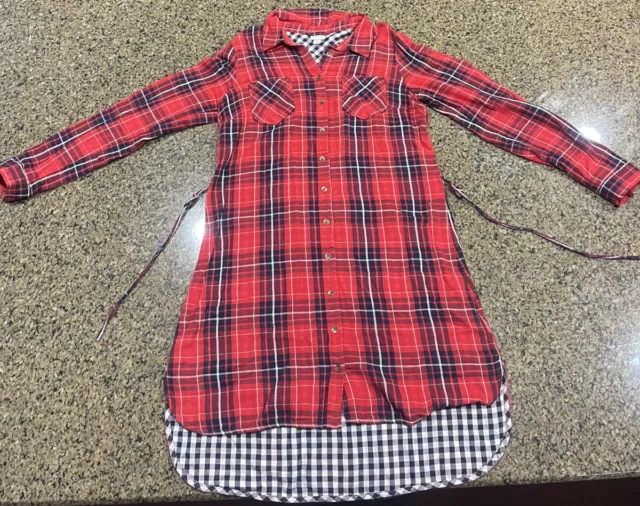 Merona Shirt Womens Medium Red Plaid Flannel Long Sleeve Button Up Casual Ladies