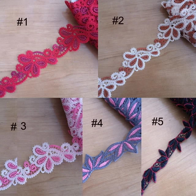 1" - 2" Wide Rayon Venise Vintage Floral Two Color Alternating Lace zhs34