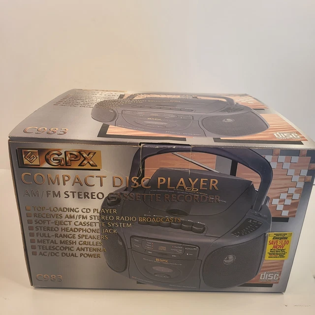 GPX PORTABLE BOOMBOX Am/Fm Radio Compact Disc Player Cassette Recorder