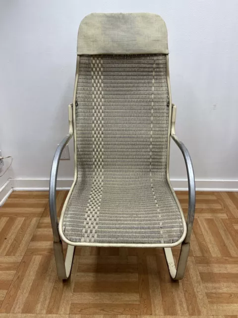 Vintage PATIO CHAIR Lloyd Loom Flanders mid century modern high back wicker