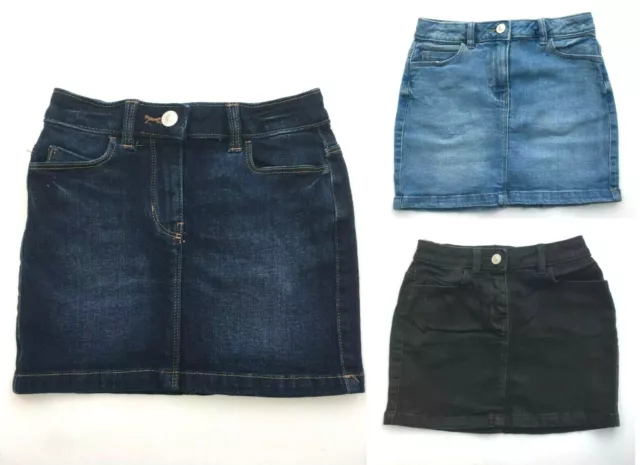 Gonna in denim per ragazze età da 3 a 16 NUOVA famosa marca High Street blu nero nuovo £15