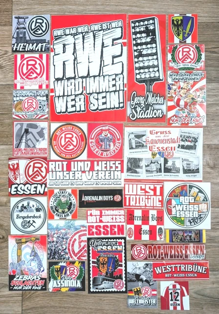 AUFKLEBER MIX ULTRAS Rot Weiss Essen 30x Fanszene Sticker A4 Sammlung