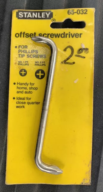 Vintage Stanley Offset Screwdriver, Phillips No. 1 Pt, No. 2 Pt, 65-032