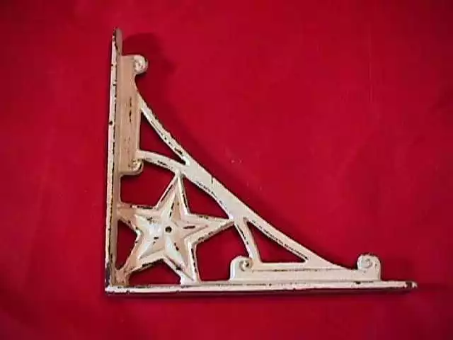 Rustic Off White Corner Trim Bracket Ornate Primitive Star 8" Vintage Look