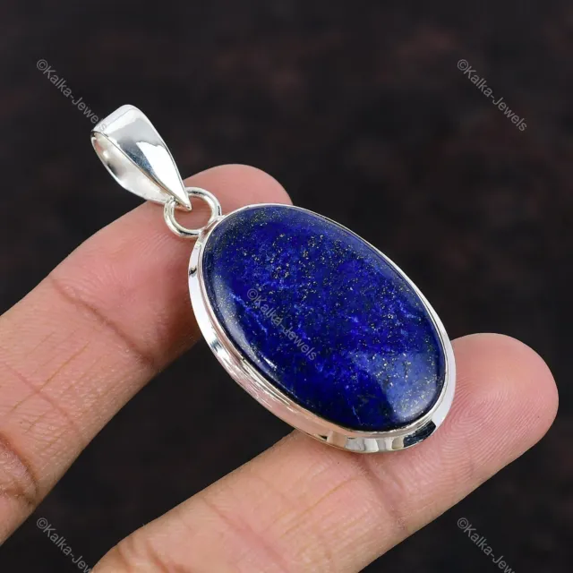 Natural Lapis Lazuli Gemstone Pendant 925 Sterling Silver Jewelry For Women