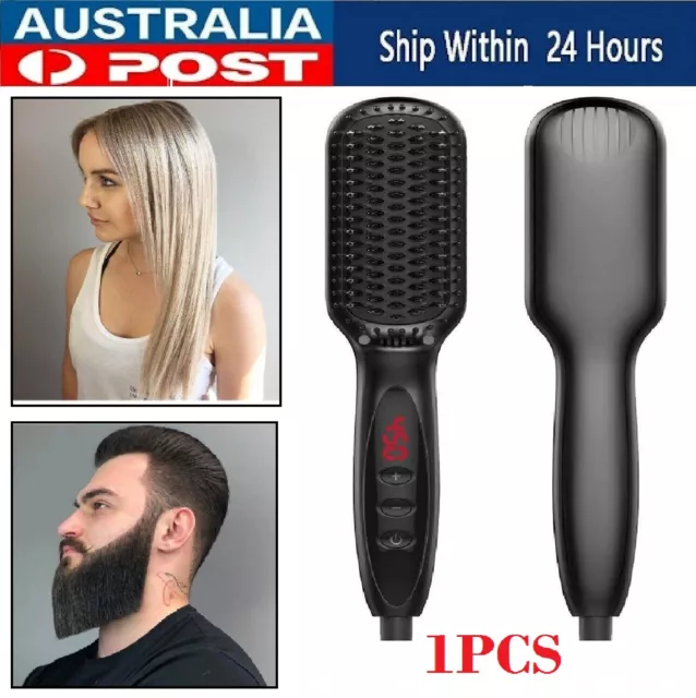 Portable Men Beard Curling Straightener Brush Heating Hair Straightening Comb