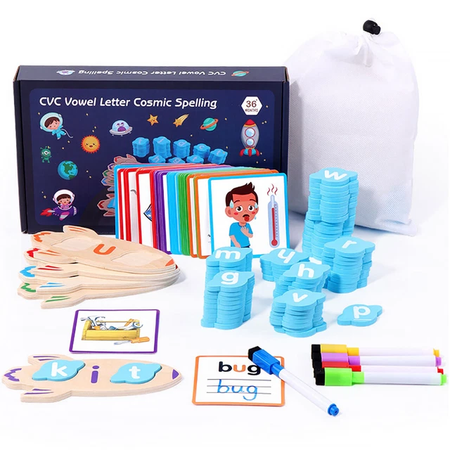 WOODEN CVC SPELLING Games Kids Montessori Preschool Educational Word ...