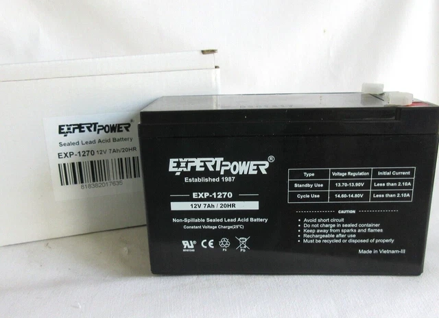 New Nib Expert Power Exp-1270 12V 7Ah 8Ah Battery 20Hr Razor Scooter +More