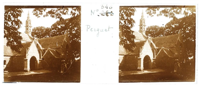 FRANCE Perguet Chapelle c1925 Vintage Photo Glass Plate P74L31n 2