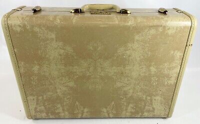 Vintage Samsonite Shwayder 4521 Cream Beige Marble Style 21" Luggage Train Case