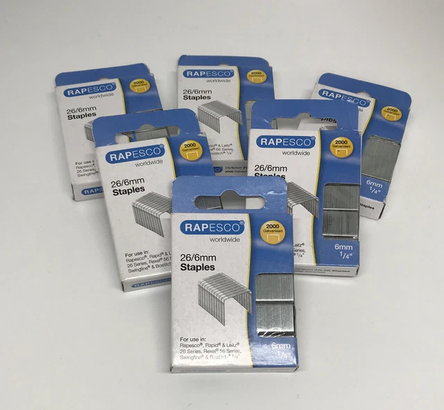 (C) Rapesco Staples - 26/6mm, 6 Boxes of 2,000 (12,000 staples in total)