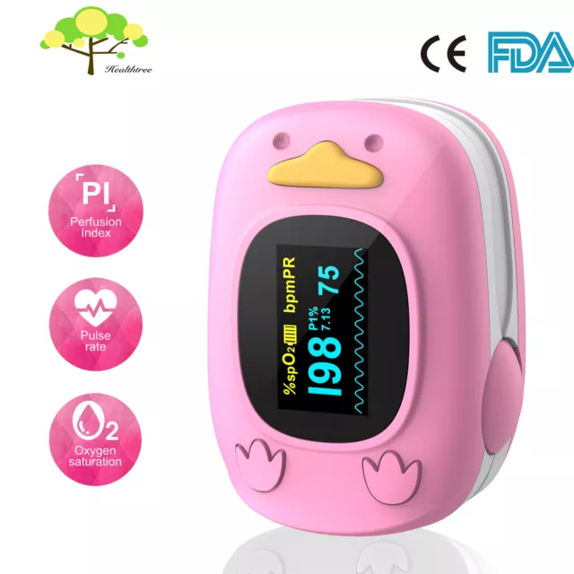 Kids Pulse Oximeter Fingertip Heart Rate Measure Meter SpO2 Blood Oxygen Monitor