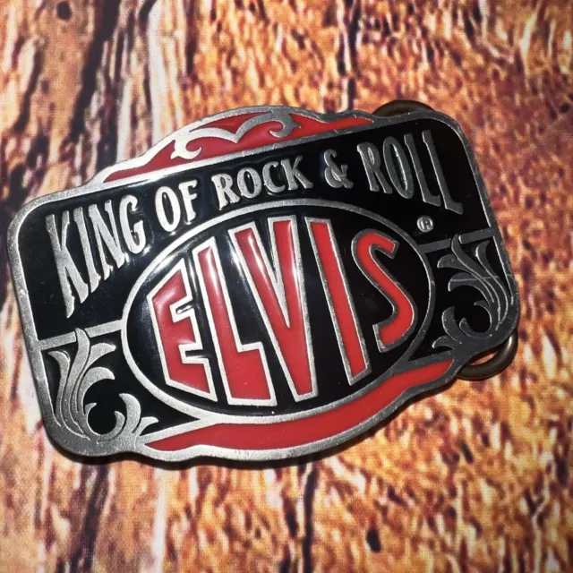 Elvis Presley The King Of Rock Roll Belt Buckle Siskiyou Solid Brass RARE LE