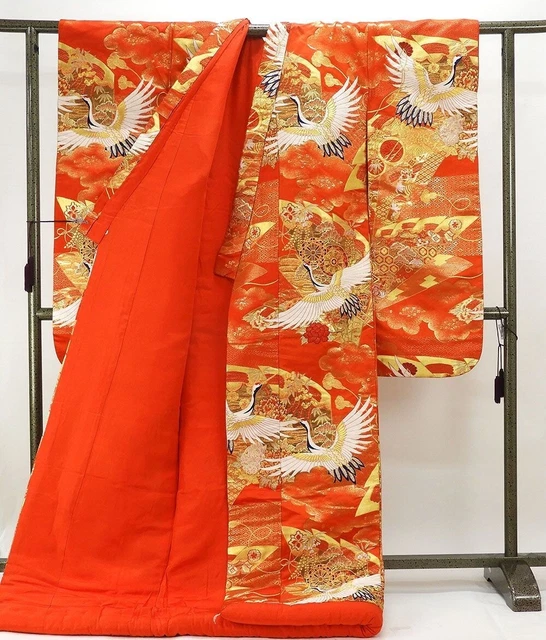 Japanese Kimono Uchikake Luxurious Wedding Pure Silk crane pattern from japan 2