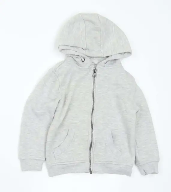 Primark Boys Grey Polyester Full Zip Hoodie Size 4-5 Years