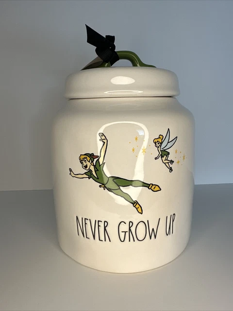 Rae Dunn Disney Peter Pan Never Grow Up Canister Tinker Bell Cookie Jar Candy Rae Dunn Disney Peter Pan Never Grow Up Canister Tinker Bell Cookie Jar Candy