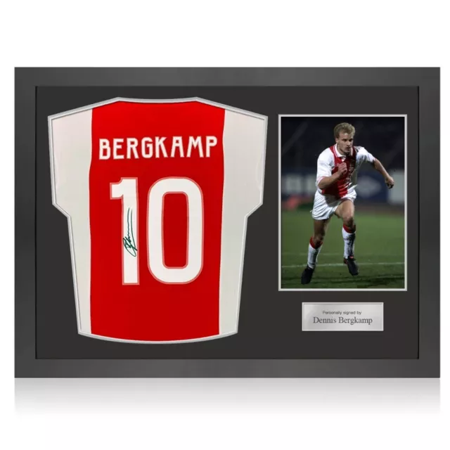 Maglia dell'Ajax autografata da Dennis Bergkamp. Cornice dell'icona