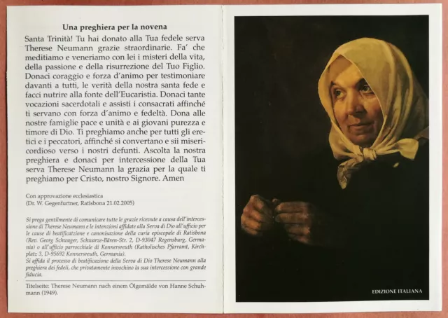 Santino Holy Card pieghevole: Serva di Dio Therese Neumann - Teresa Neumann