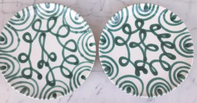 2  neuwertige Speiseteller  Dm.  24 cm   " Gmundner Keramik- grün geflammt  "