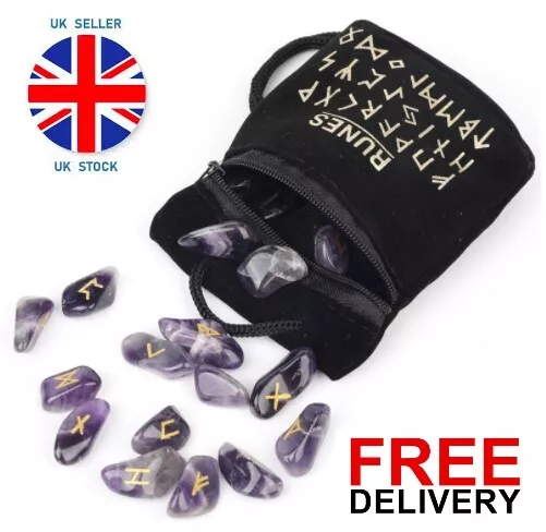Bag of 25 Crystal Healing Rune Stones Natural Gemstones Chakra Energy Stones