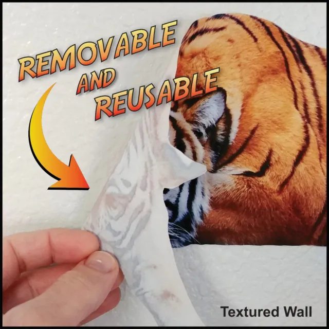 TIGRE PARESSEUX - Autocollant mural / amovible et réutilisable / Décor de zoo animal sauvage 2