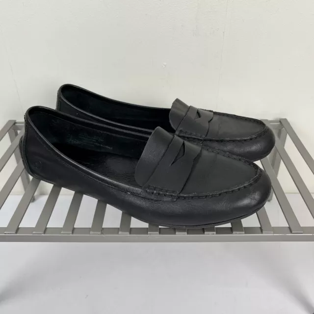 BORN MALENA BLACK Leather Driving Penny Loafers Shoes Slip On Womens Size 7.5 M 35.00 PicClick