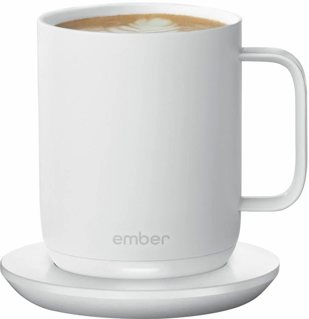 New Ember 2 10 oz White Temperature Control Smart Heated Mug 1.5 Hour Battery