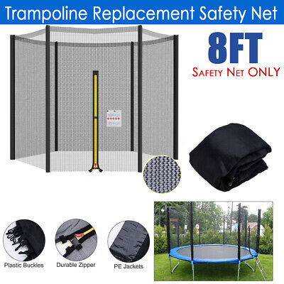 COSTWAY Replacement Trampoline Safety Net 8/10/12FT Enclosure Surround Netting with Dual-Headed Zippers Protection Buckles & Enhanced Hook Net Only Fits for Round Frame Trampolines 