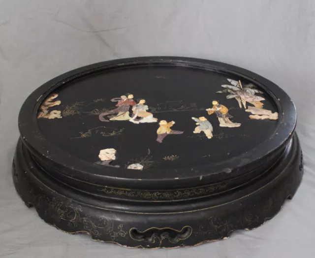 Antique Chinese Lacquer Mother of Pearl Coffee Table