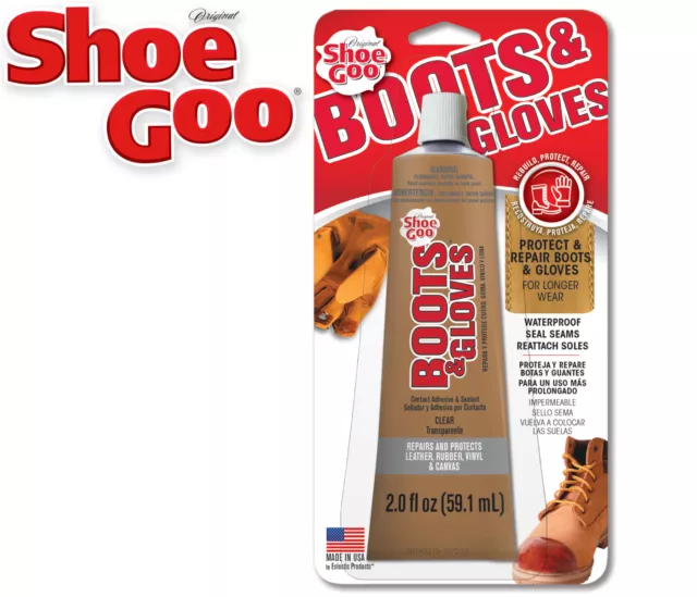Shoe Goo - BOOTS & GLOVES Clear Adhesive Reapir Glue Leather Boots + Gloves 2 oz