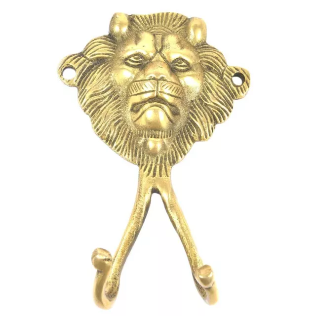 Antique Style 3 Pcs Coat Rack Brass Wall Hooks Lion Head Hat Rack Towel Hooks