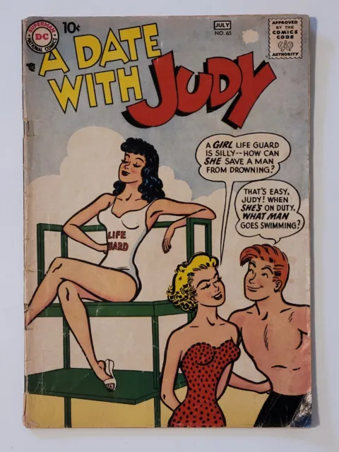 A DATE WITH JUDY 65 (DC 1958) headlights GGA lifeguard bikini cover G+