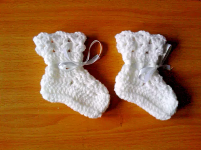 Handmade Hand Crocheted Baby Unisex Bootees-shell top   Acrylic  various colours