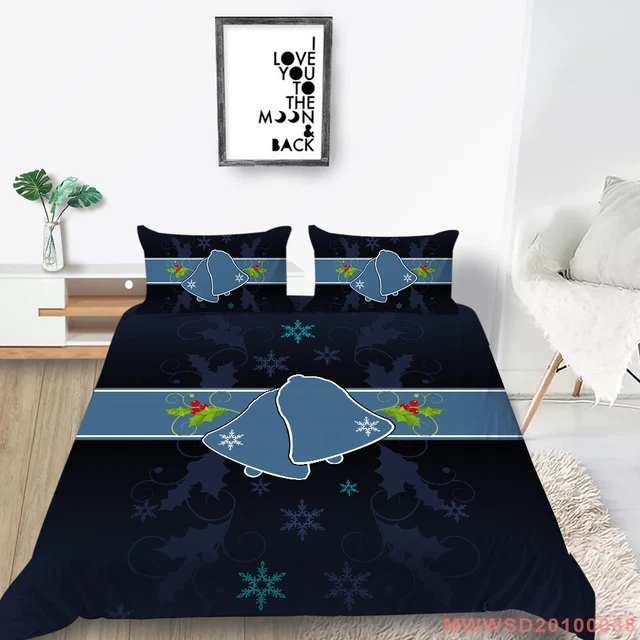 Weihnachten Schneeflocke Glocke Dekoration Cover Blau Weihnachten Bettbezug