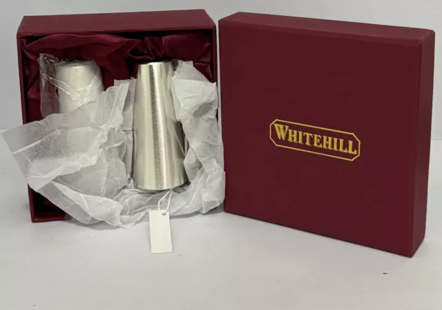 Pair Of Brushed Silver Salt & Pepper Shakers By WHITEHILL England