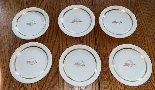6 Union Pacific Railroad Winged Streamliner Art Deco Dining Car 5.5" plates H-8