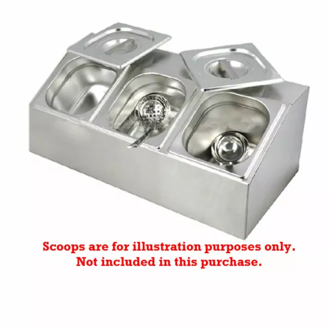 Commercial Stainless Steel Benchtop Bain Marie Gastronorm Condiment Holder 3X1/6